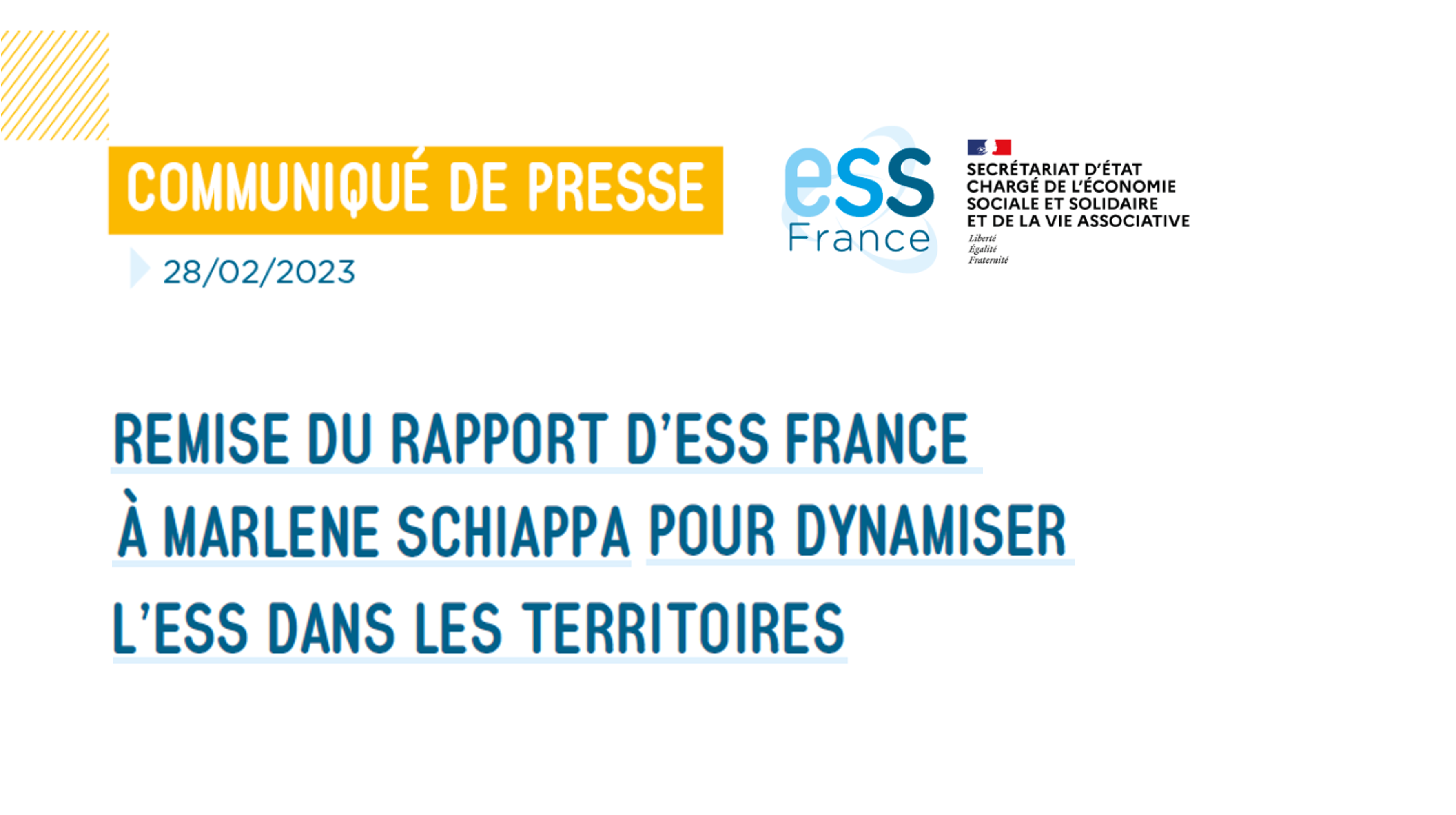 CP - Remise du rapport d'ESS France à Marlène Schiappa pour dynamiser l'ESS dans les territoires