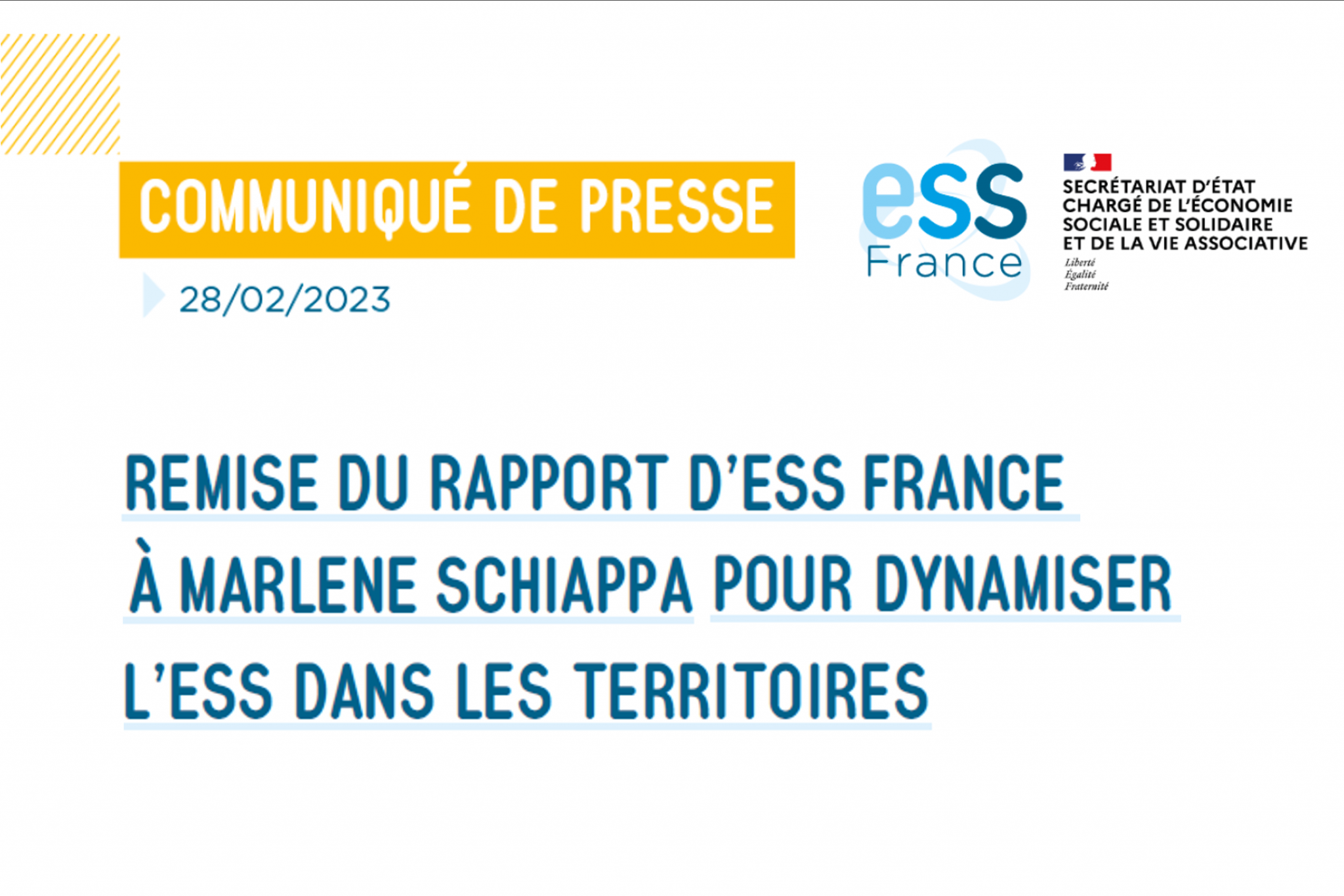 [CP] Remise du rapport d’ESS France à Marlène Schiappa pour dynamiser l’ESS dans les territoires 