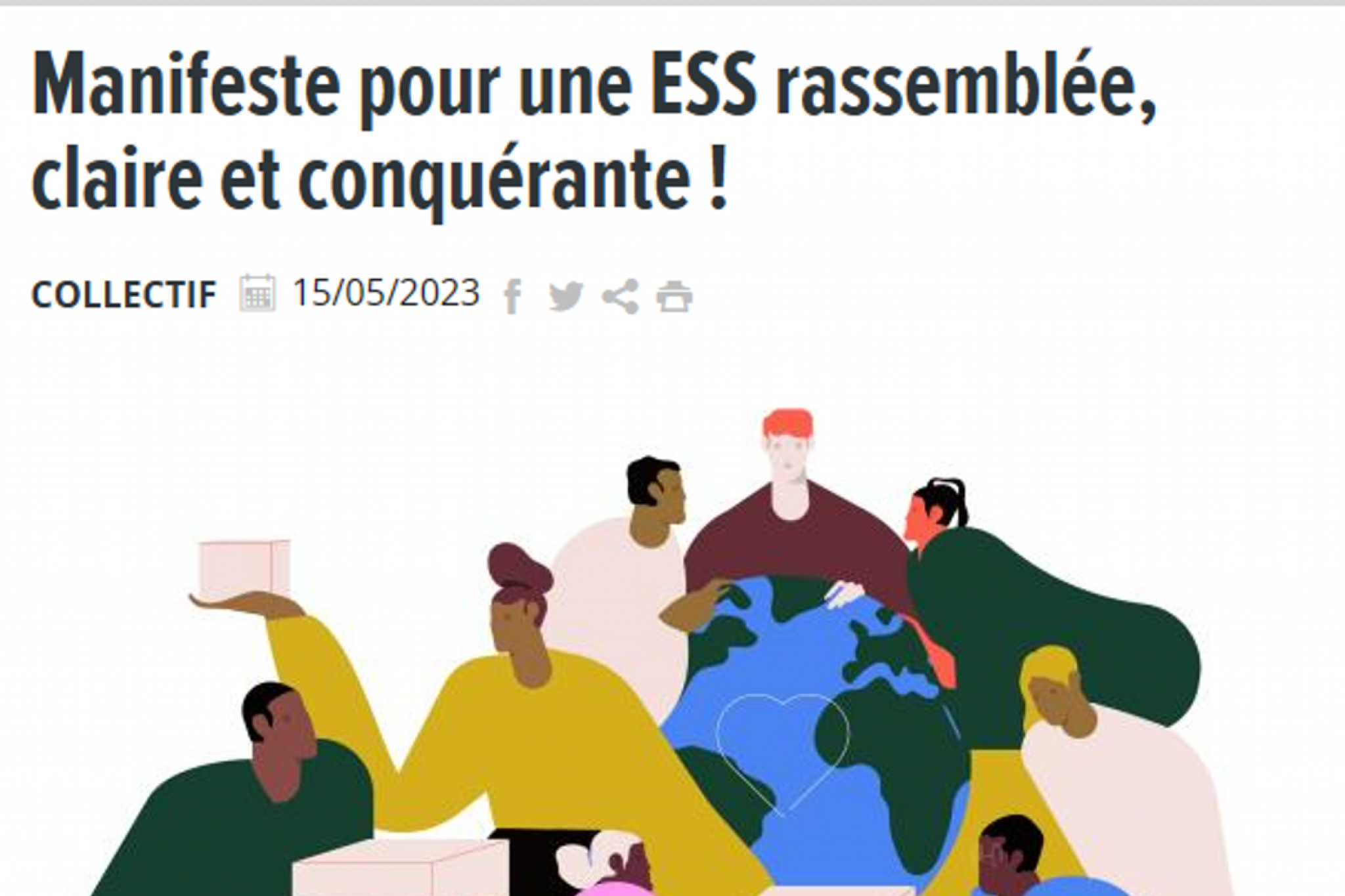 "Pour une ESS rassemblée, claire et conquérante", un manifeste publié dans Alternatives Economiques