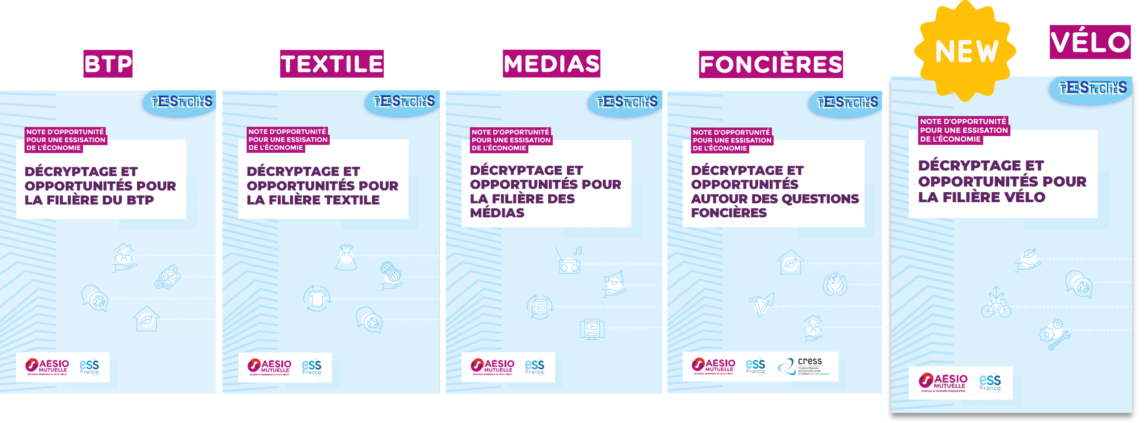 Collection : les notes d'opportunités pour une ESSisation des filières : textile, médias, BTP, foncières et du vélo !