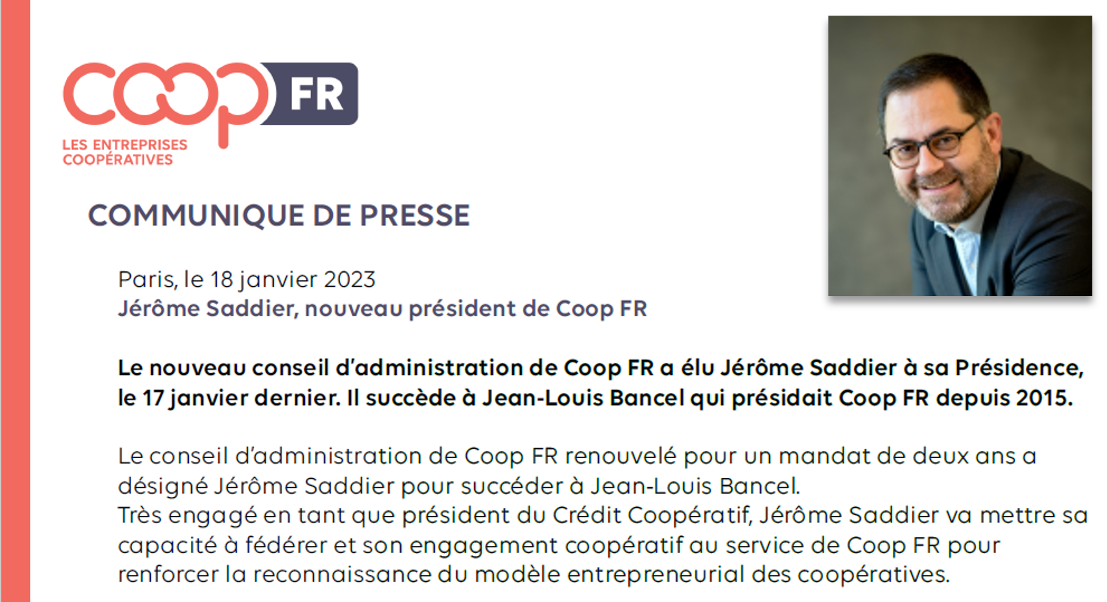 Jérôme Saddier, nouveau président de Coop FR