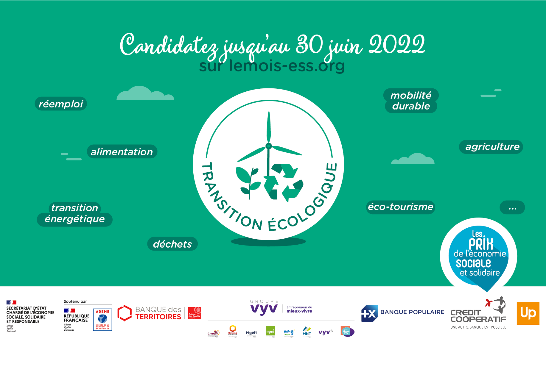 Candidatez aux Prix de l'ESS "Transition Ecologique" avant le 30 juin 2022 !