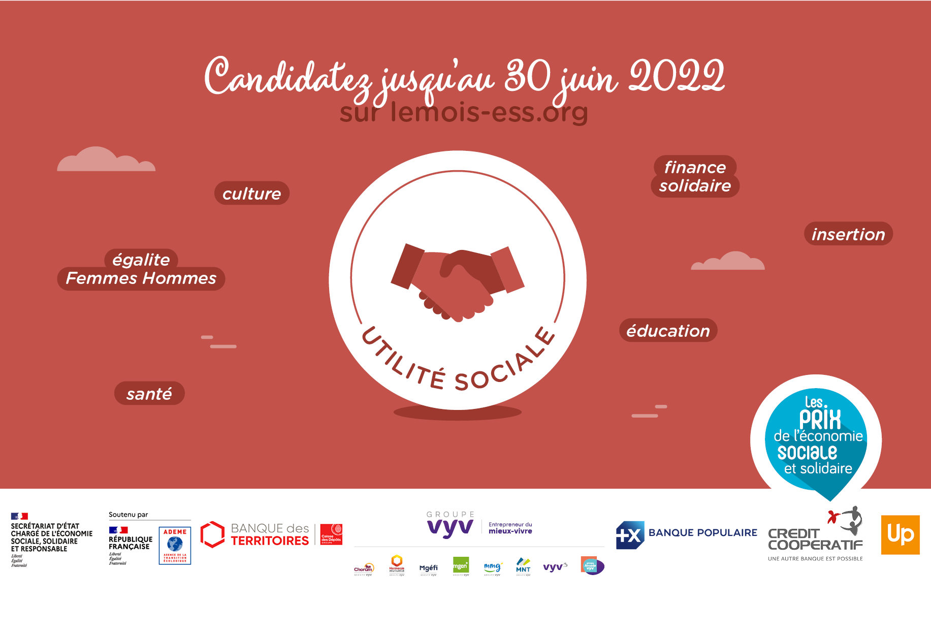 Candidatez aux Prix de l'ESS "Utilité Sociale" avant le 30 juin 2022 !