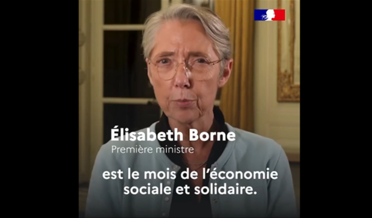 La Première Ministre Elisabeth Borne adresse un message de clôture et de félicitations à tous les acteurs mobilisés pendant le Mois de l'ESS !