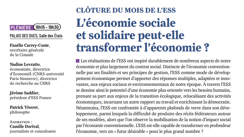 JEA 2023 : Plénière de clôture du Mois de l'ESS : L’économie sociale et solidaire peut-elle transformer l’économie ?