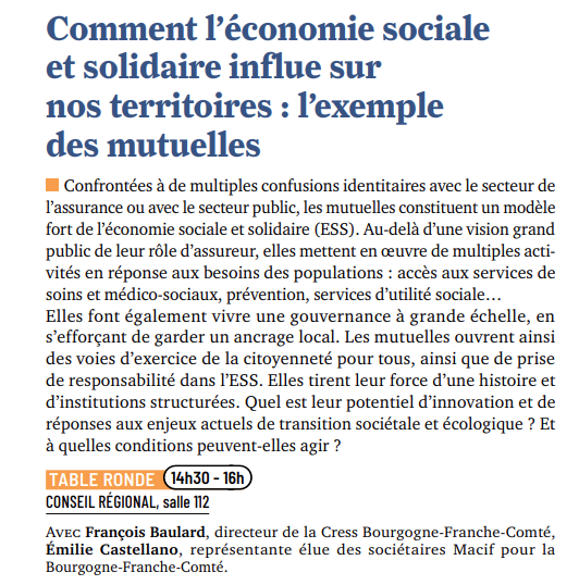 JEA 2023 : Table ronde · Comment l’économie sociale et solidaire influe sur nos territoires : l’exemple des mutuelles