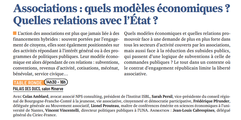 JEA 2023 : Table ronde · Associations : quels modèles économiques ? Quelles relations avec l’État ?