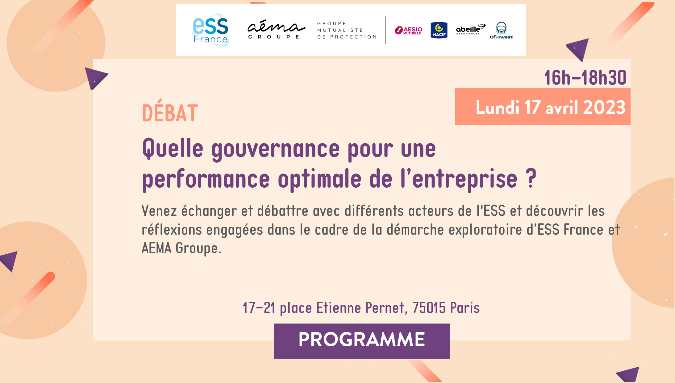 Débat : Quelle gouvernance pour une performance optimale de l'entreprise ? le 17 avril 2023 dès 16h à Paris