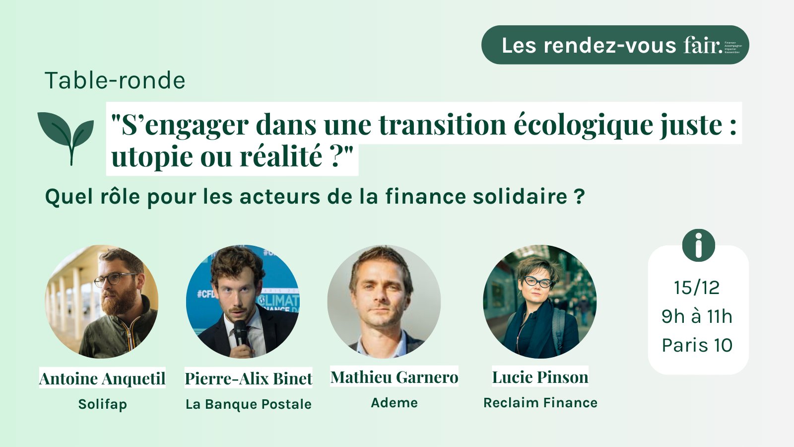 S'engager dans une transition écologique juste : utopie ou réalité ? Webinaire organisé par FAIR