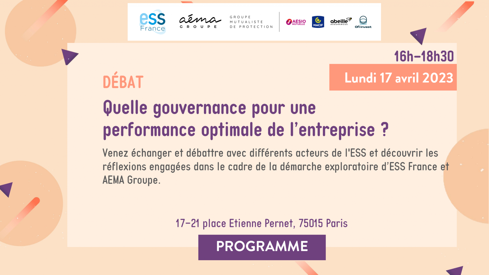 ESS France, en partenariat avec Aéma Groupe, organise un débat autour de la gouvernance des entreprises le 17 avril dès 16h à Paris
