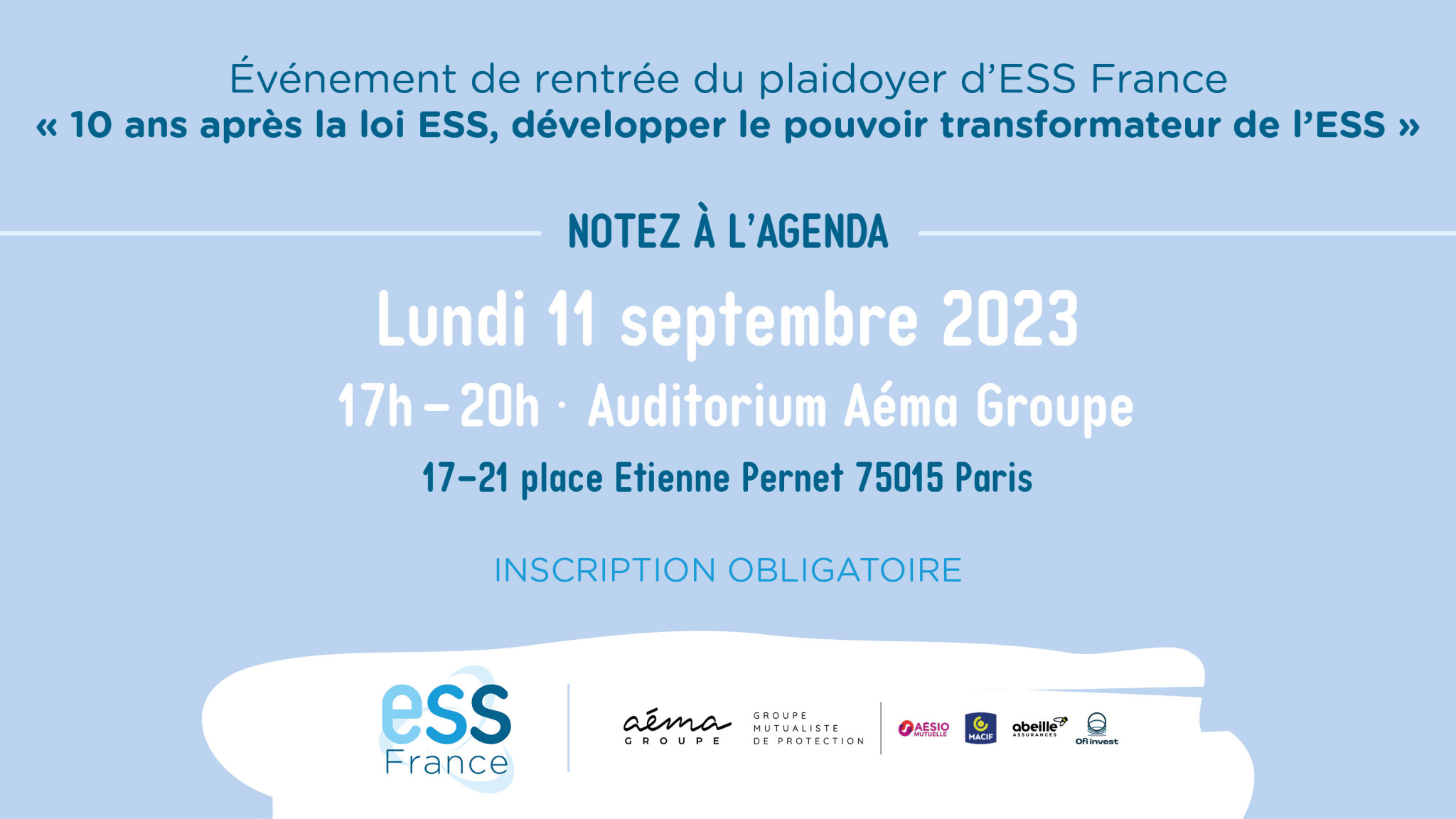 Evénement de rentrée du plaidoyer d'ESS France le 11 septembre 2023 "10 ans après la loi ESS, développer le pouvoir transformateur de l'ESS"