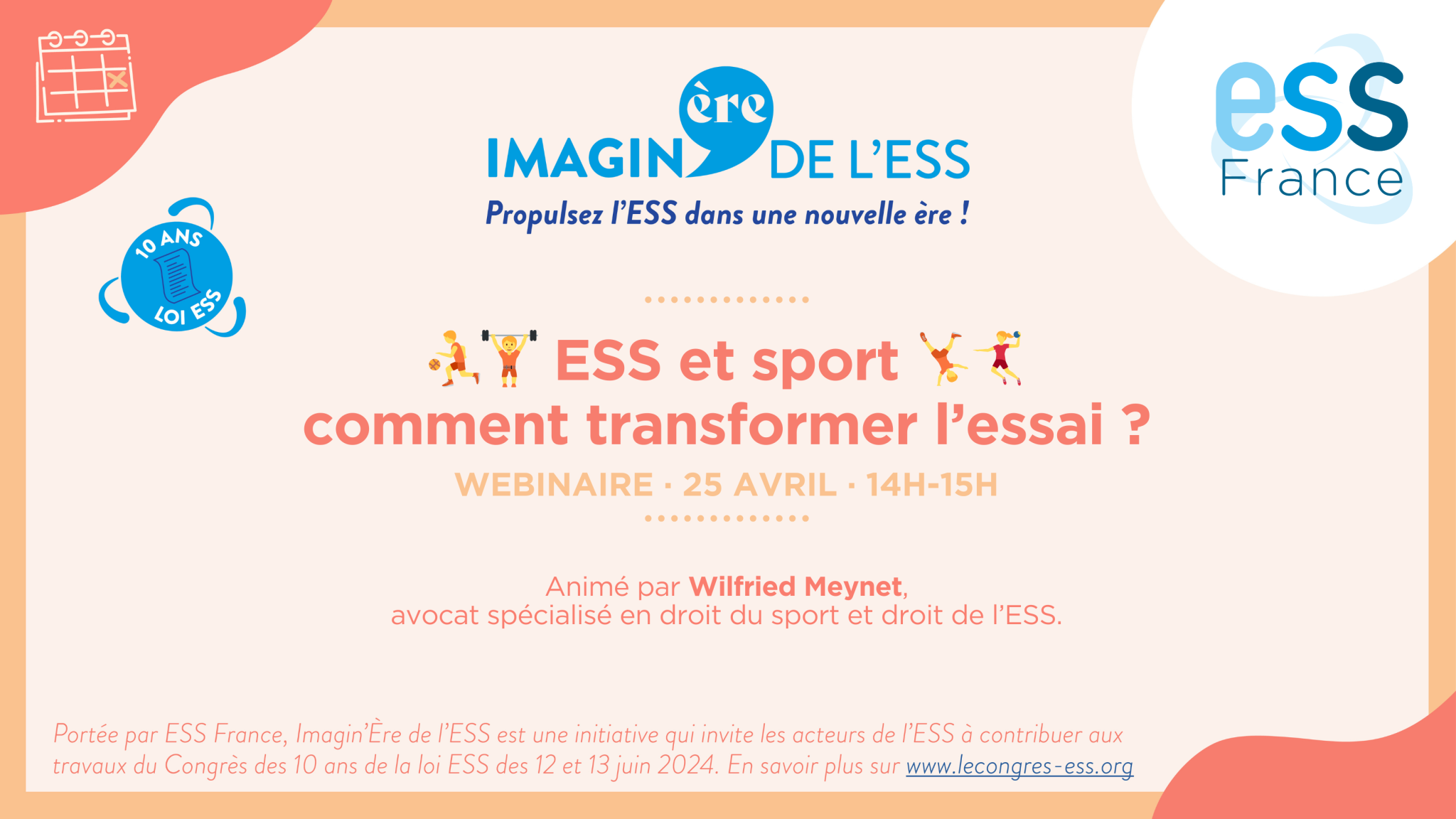 ESS et sport : comment transformer l'essai ? Webinaire d'ESS France le 25 avril dans le cadre d'Imagin'Ère de l'ESS