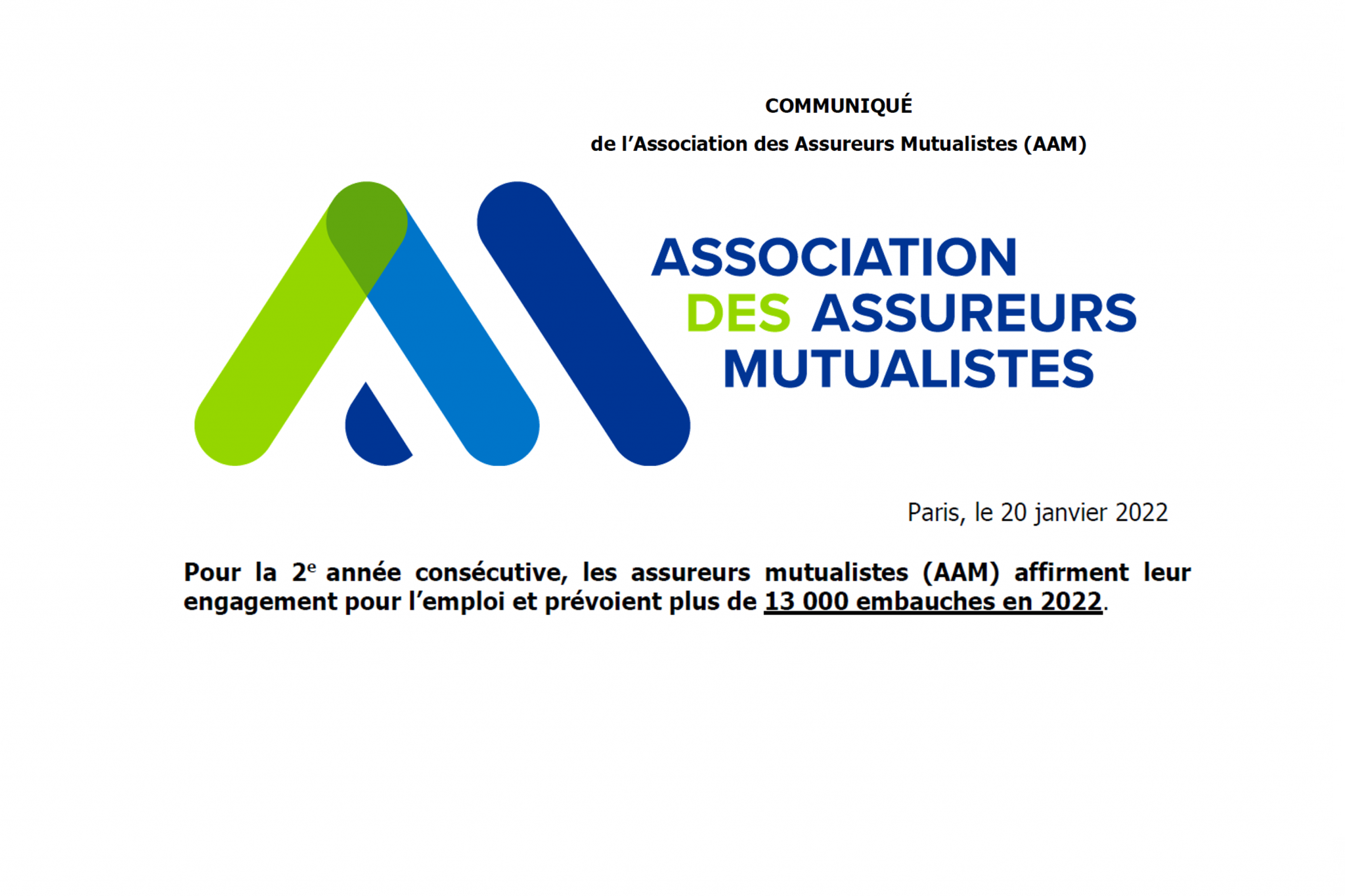Les Assureurs Mutualistes (AAM) prévoient plus de 13 000 embauches en 2022