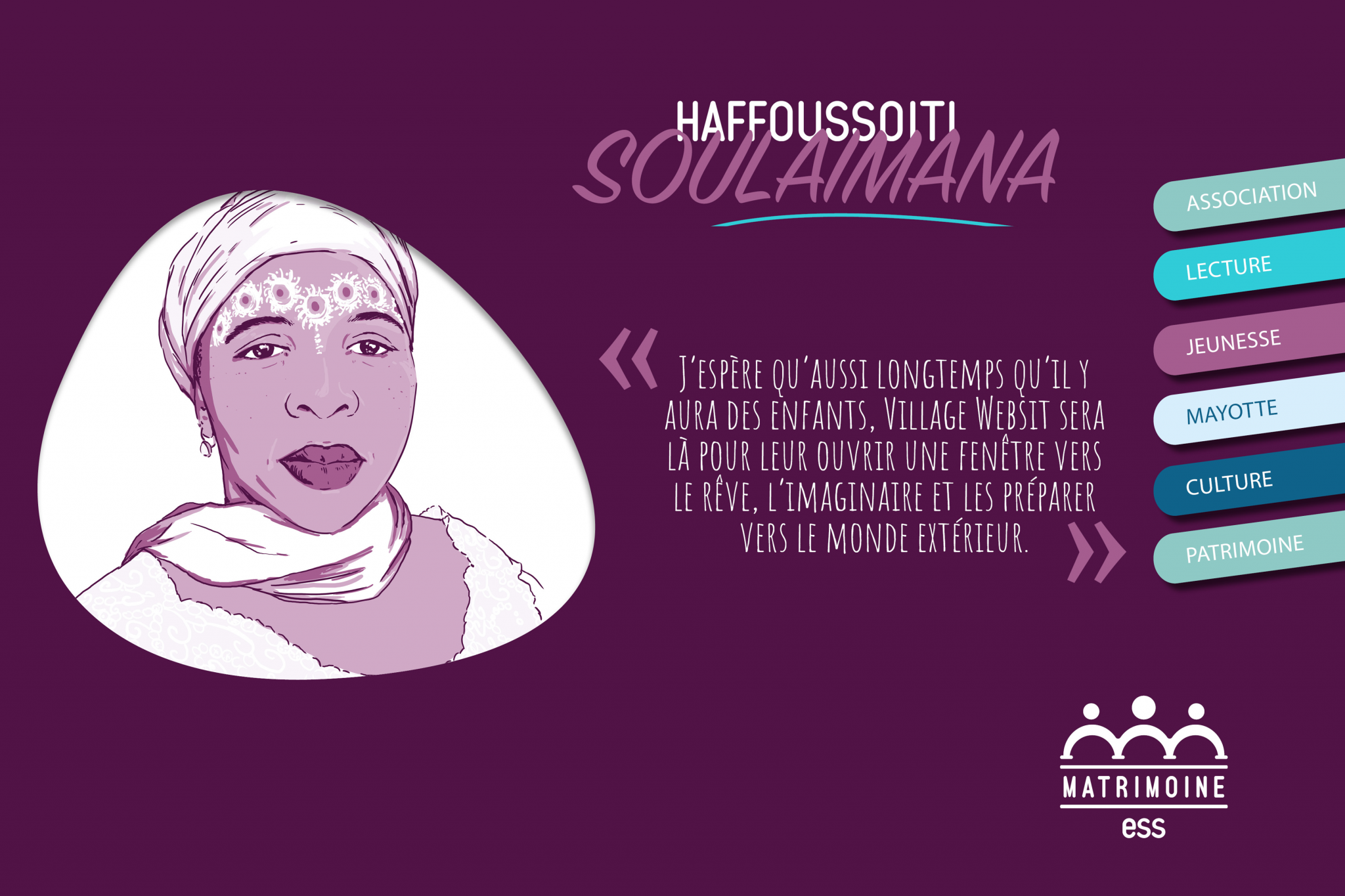 Portrait de Haffoussoiti Soulaimana, Présidente de l'association Village Websit