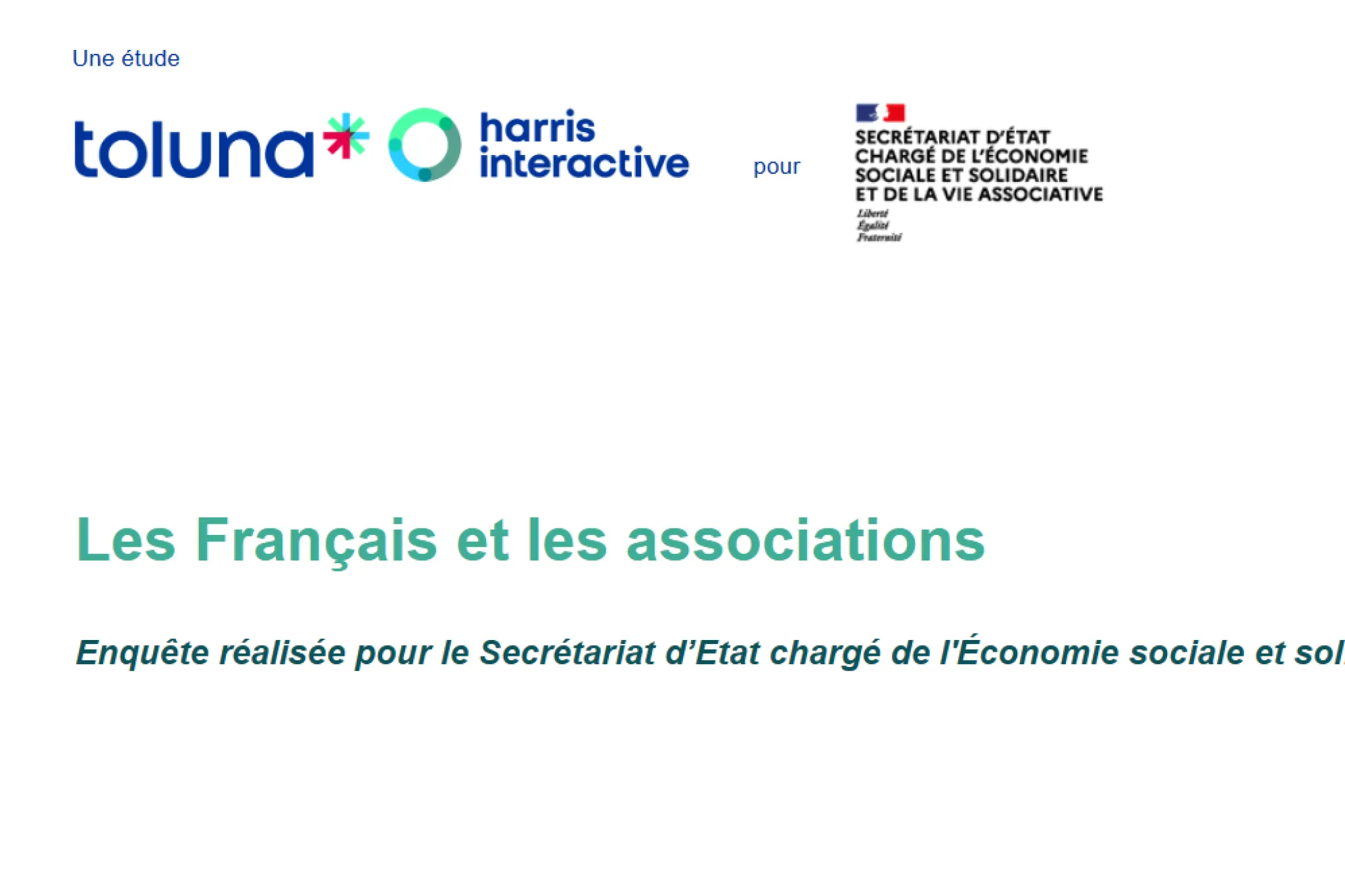 Les Français et les associations : une enquête réalisée pour le Secrétariat d'Etat à l'ESS et la Vie associative