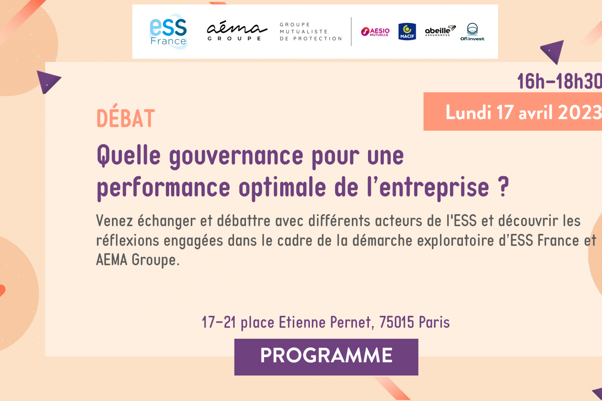 ESS France, en partenariat avec Aéma Groupe, organise un débat autour de la gouvernance des entreprises le 17 avril dès 16h à Paris