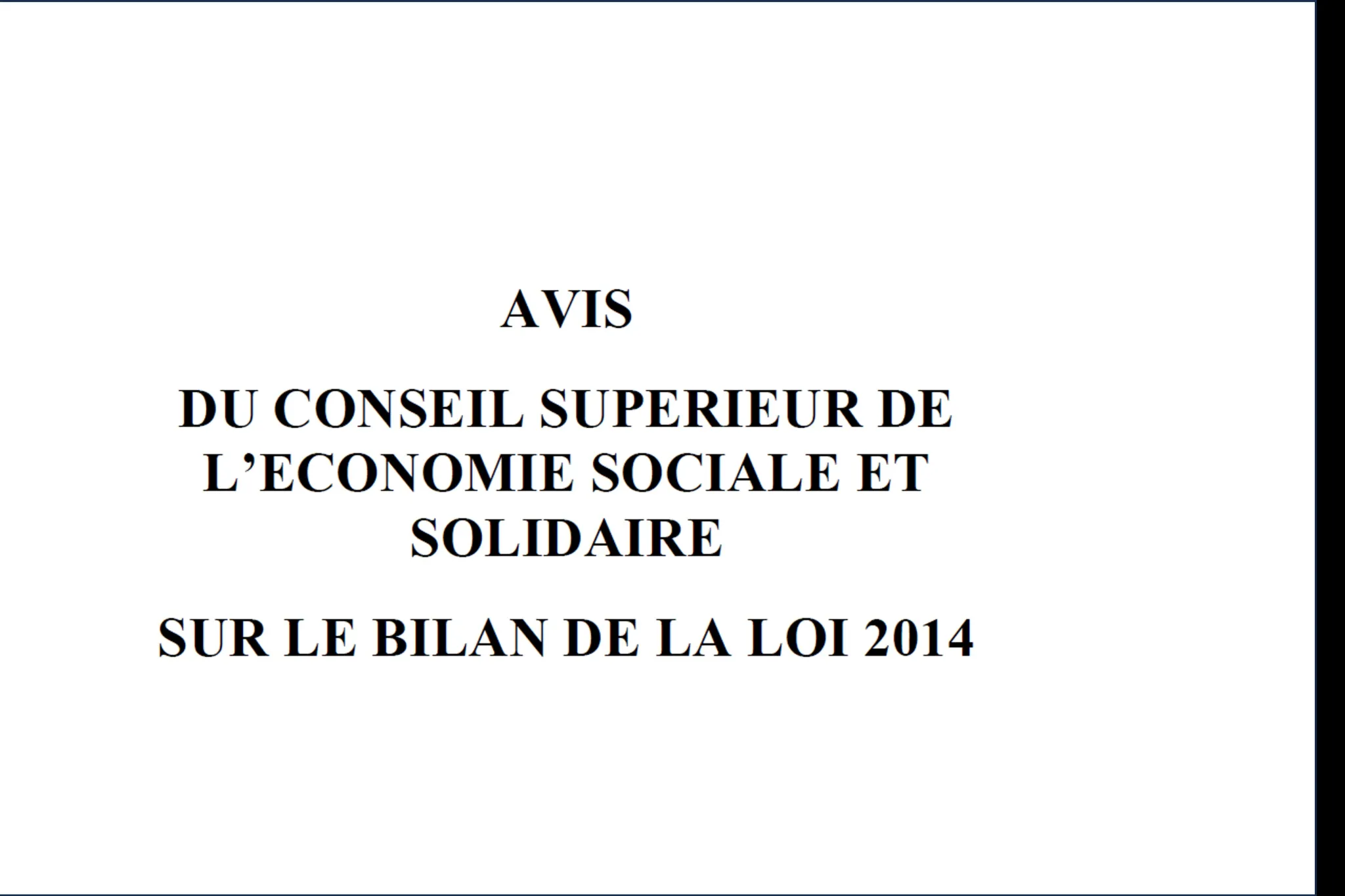 Avis du CSESS sur le bilan de la loi 2014