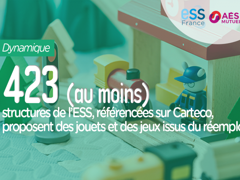 423 structures ESS référencées sur Carteco proposent des jouets et des jeux issus du réemploi