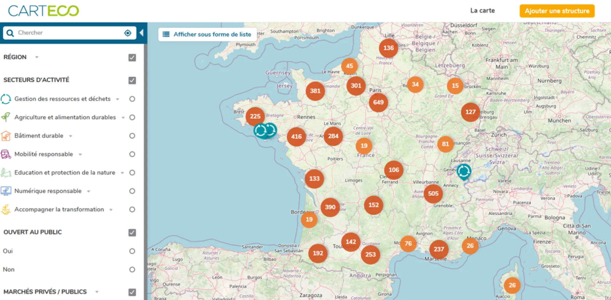 Carteco, la carte collaborative des structures de l'ESS qui font la transition écologique