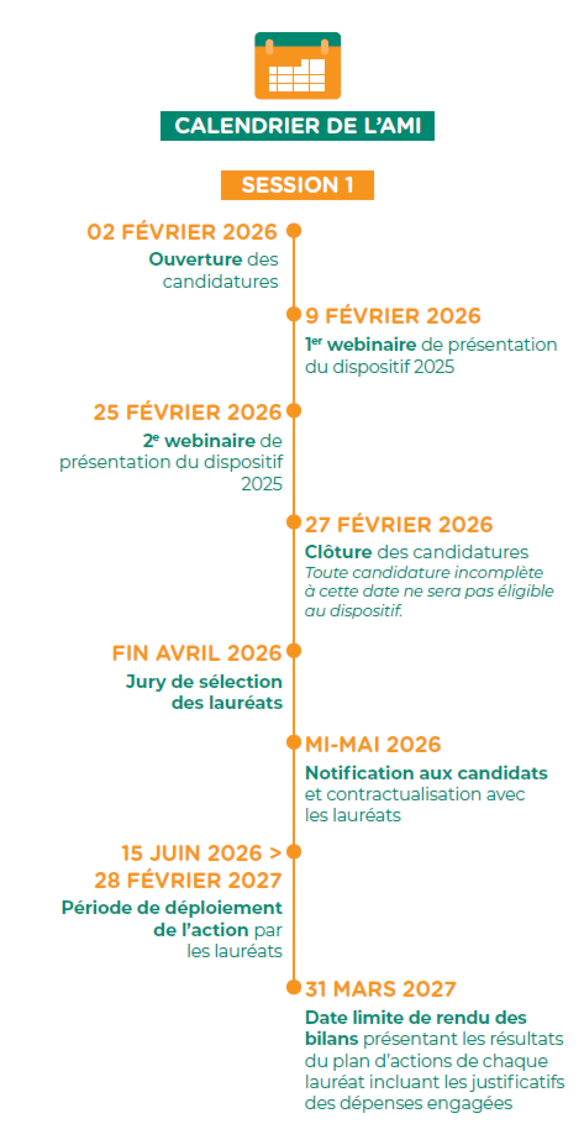 Calendrier de l'AMI 2026