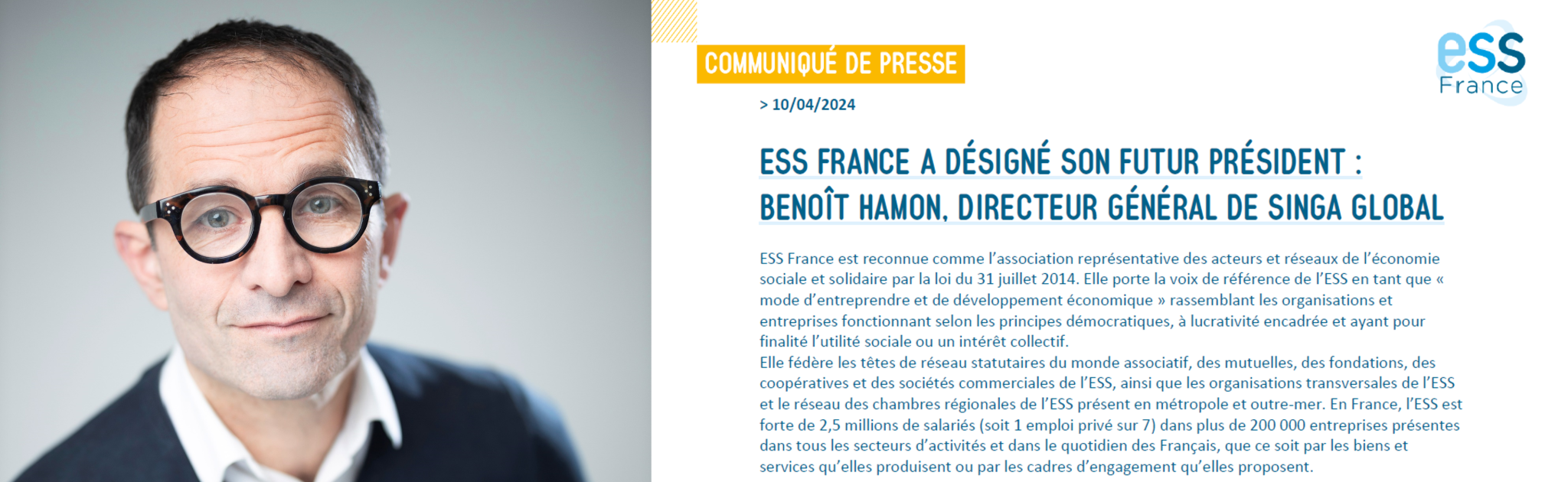 Benoît Hamon, nouveau président d'ESS France