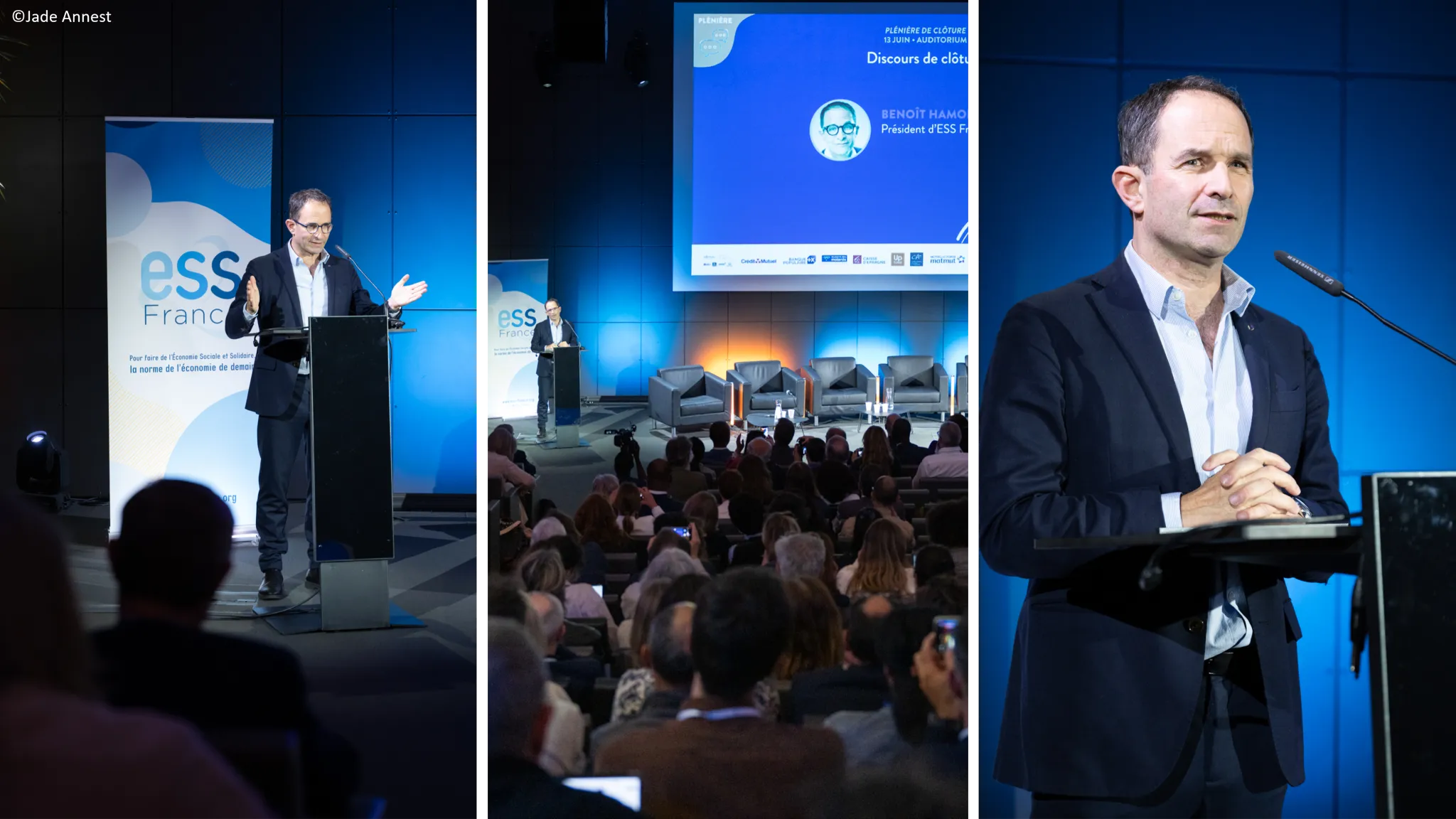 Benoît Hamon, nouveau président d'ESS France, pendant son discours de clôture lors du Congrès des 10 ans de la loi ESS